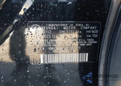 2013 Hyundai Elantra Gls из США, поврежденный, VIN KMHDH4AE2DU587789